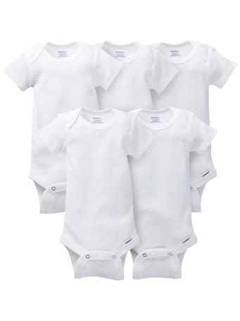 GERBER CHILDRENSWEAR - Short Sleeve Onesies Bodysuits - 5-Pack WHITE