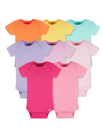 GERBER CHILDRENSWEAR - Baby Neutral Pastel Rainbow Short Sleeve Onesies Bodysuits - 8-Pack MULTI