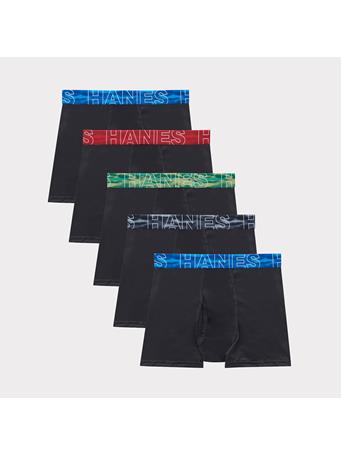 HANES - Moves Boys' Breathable Mesh Boxer Brief Underwear - X-Temp - Set of 5 BLACK