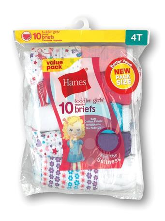 HANES - Toddler Girls' Cotton Brief Underwear - 10-Pack MULTI
