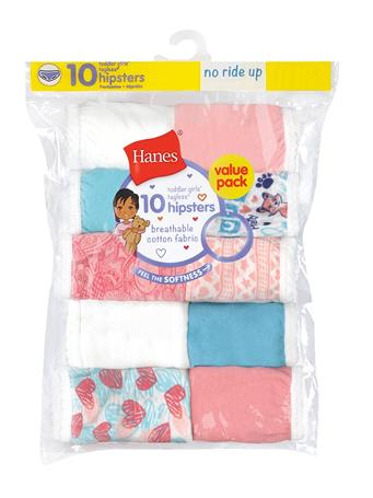 HANES - Toddler Girls' Cotton Hipster Underwear - 10-Pack MULTI