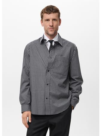 MANGO - 100% Cotton Relaxed-fit Check Shirt BLACK