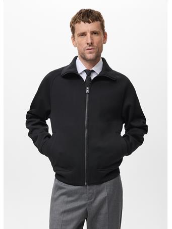 MANGO - Cotton Sweatshirt Zipper BLACK