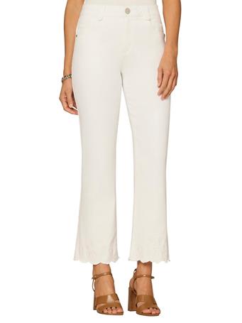 DEMOCRACY - Women's High Rise Cropped Denim Pants with Scalloped Flare OPTIC WHITE