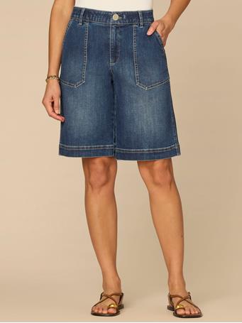 DEMOCRACY - “Ab”solution Skyrise Patch Pocket Embroidered Bermuda Short with Loop BLUE