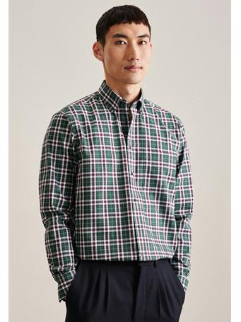 SEIDENSTICKER - Regular Flannel Shirt Check GREEN