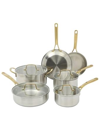 MARTHA STEWART  -  Midvale 10-Piece Stainless Steel Pots and Pans Cookware Set STAINLESS STEEL