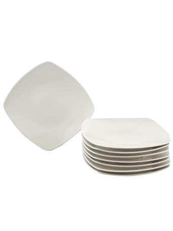 GIBSON - Zen Buffetware Dessert Plate Set - Set of 8 WHITE