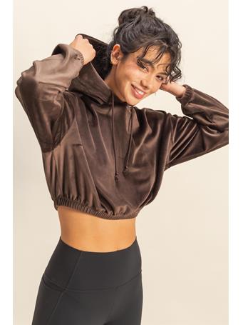 DOUBLE ZERO - Cropped Hoodie DARK CHOCOLATE