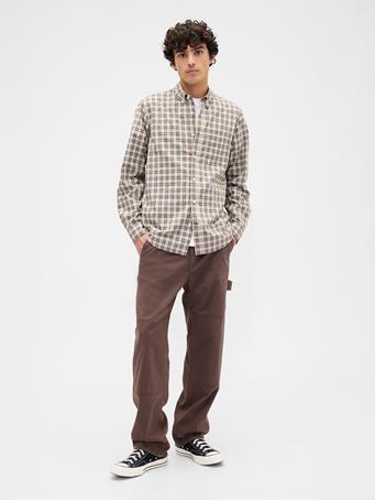 GAP - Stretch Poplin Shirt in Standard Fit KHAKI PLAID