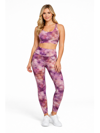 RBX - 2 Piece Set Printed Bra and Legging THE CLOUD PRPL