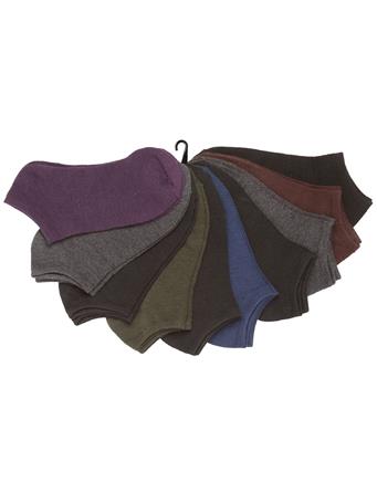 GOLDSTONE HOSIERY CO - 10 Pack No Show Cotton Ankle Socks DARK