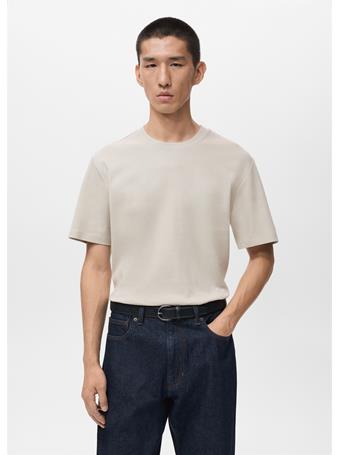 MANGO - Medium Weight Regular Fit T-shirt BEIGE