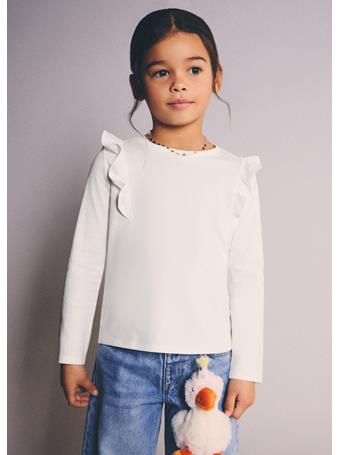 MANGO - Frills Cotton T-shirt IVORY