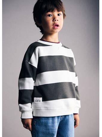 MANGO - Striped Sweatshirt CHARCOAL