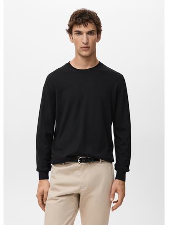MANGO - 100% Merino Wool Crew Neck Sweater BLACK