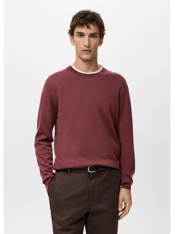 MANGO - 100% Merino Wool Crew Neck Sweater RED