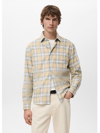 MANGO - 100% Cotton Flannel Checkered Shirt YELLOW