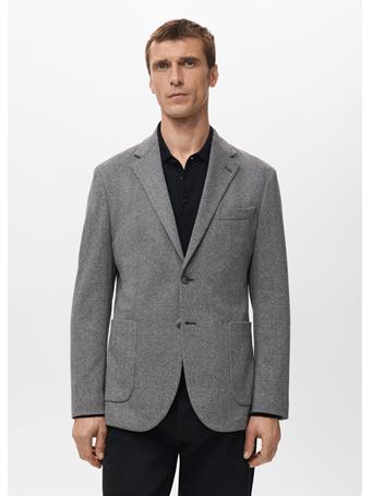MANGO - Slim-fit Herringbone Tailored Jacket DK GREY
