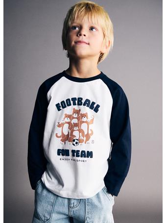 MANGO - Printed Cotton-blend T-shirt NAVY