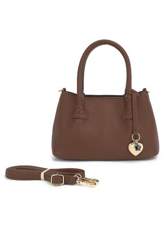 DS HANDBAGS - Satchel With Charm Detail BROWN