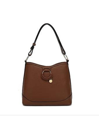 TOTE W/CHARMS BROWN