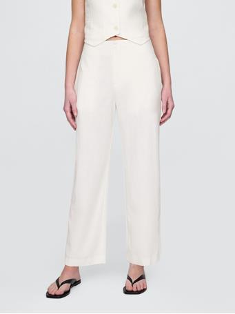 GAP - Linen-Blend Relaxed Straight Ankle Pants NEW OFF WHITE OPT1