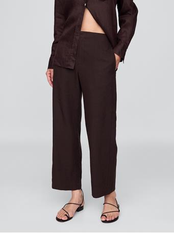 GAP - Linen-Blend Relaxed Straight Ankle Pants TERRA BROWN