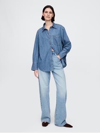 GAP - Chambray Denim Big Shirt BLUE CHAMBRAY