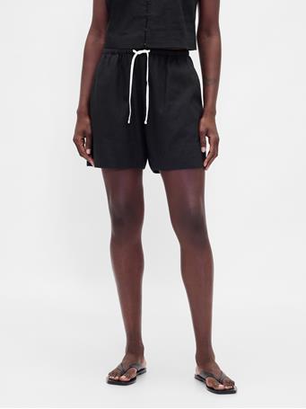 GAP - Linen-Blend Easy Shorts BLACK