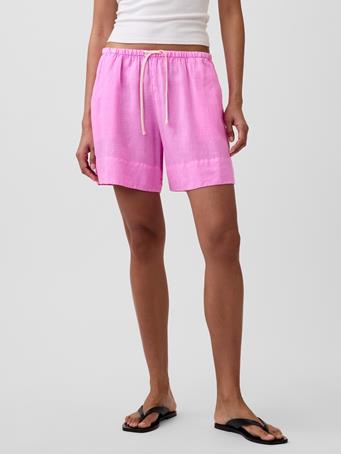 GAP - Linen-Blend Easy Shorts NEON PINK ROSE