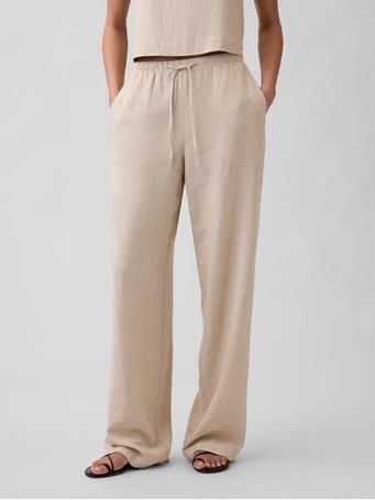 GAP - Relaxed Linen-Blend Wide-Leg Pants FLAX LINEN