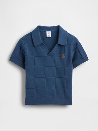 GAP - Baby & Toddler Johnny-Collar Checkered Sweater SPORT BLUE