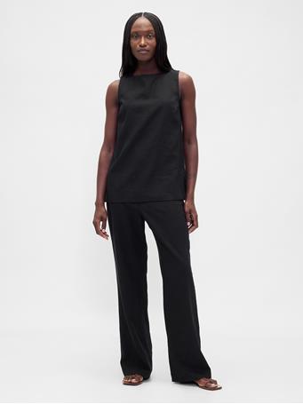 GAP - Linen-Blend Shell Tank Top BLACK