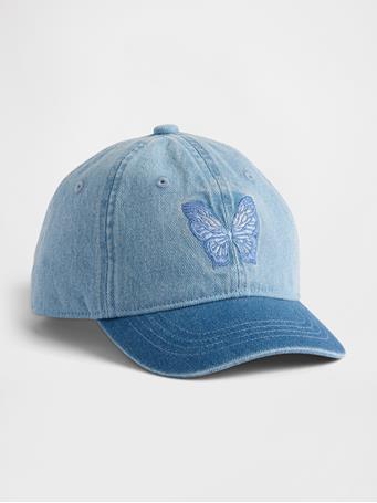 GAP - Kids Denim Butterfly Baseball Hat BRIGHT HYACINTH