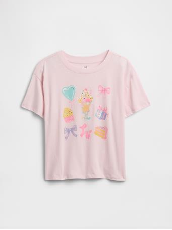 GAP - Kids Oversized Graphic T-Shirt CHERRY BLOSSOM