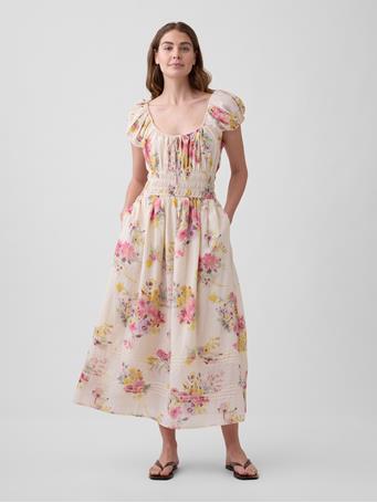 GAP - Floral Voile Smocked Maxi Dress GARDEN MULTI FLORAL