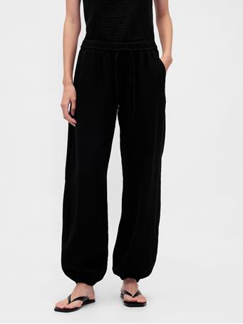 GAP - Cotton Gauze Barrel Joggers BLACK