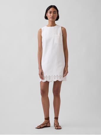 GAP - Eyelet Hem Mini Shift Dress OFF WHITE