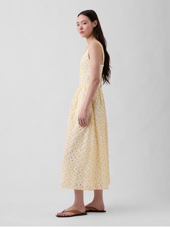 GAP - Eyelet Seamed Drop-Waist Maxi Dress COUNTRY YELLOW 574