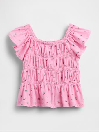 GAP - Baby & Toddler Smocked Flutter-Sleeve Top PARISIAN PINK