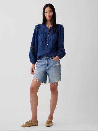 GAP - Lace-Trim Pintuck Top MEDIUM INDIGO 15