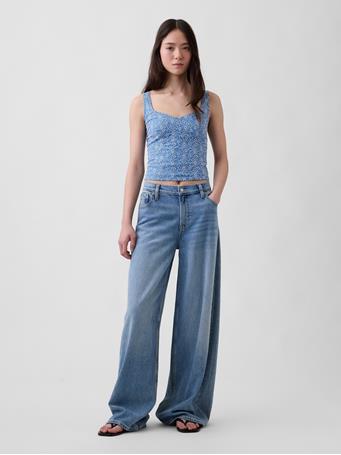 GAP - Eyelet Crop Bustier Top CLASSIC JASPER BLUE