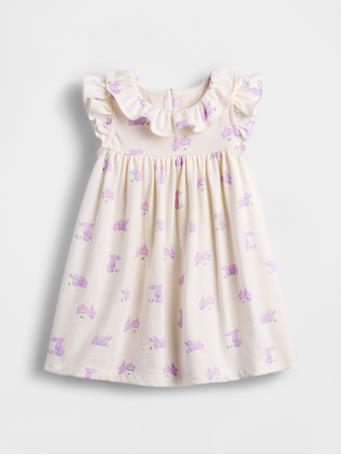 GAP - Baby Organic Cotton Ruffle Collar Dress BUNNY