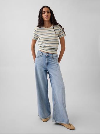 GAP - Organic Cotton VintageSoft T-Shirt WHITE BLUE STRIPE