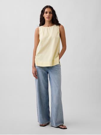 GAP - Linen-Blend Shell Tank Top MAIZE