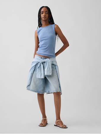 GAP - Pointelle Shell Tank Top LIGHT BLUE