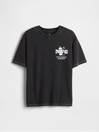 GAP - Kids Relaxed Graphic T-Shirt TRUE BLACK