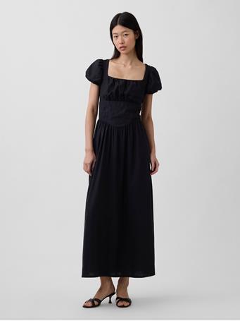 GAP - Linen-Blend Drop-Waist Maxi Dress TRUE BLACK