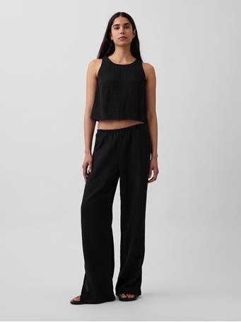 GAP - Cotton Gauze Racer Shell Tank Top BLACK
